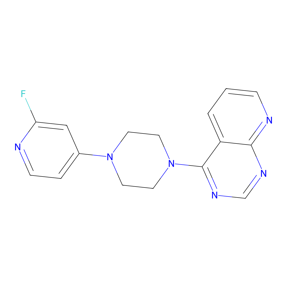 1-(2-Fluoropyridin-4-yl)-4-{pyrido[2,3-d]pyrimidin-4-yl}piperazine molecular structure, CAS 3054625-28-1