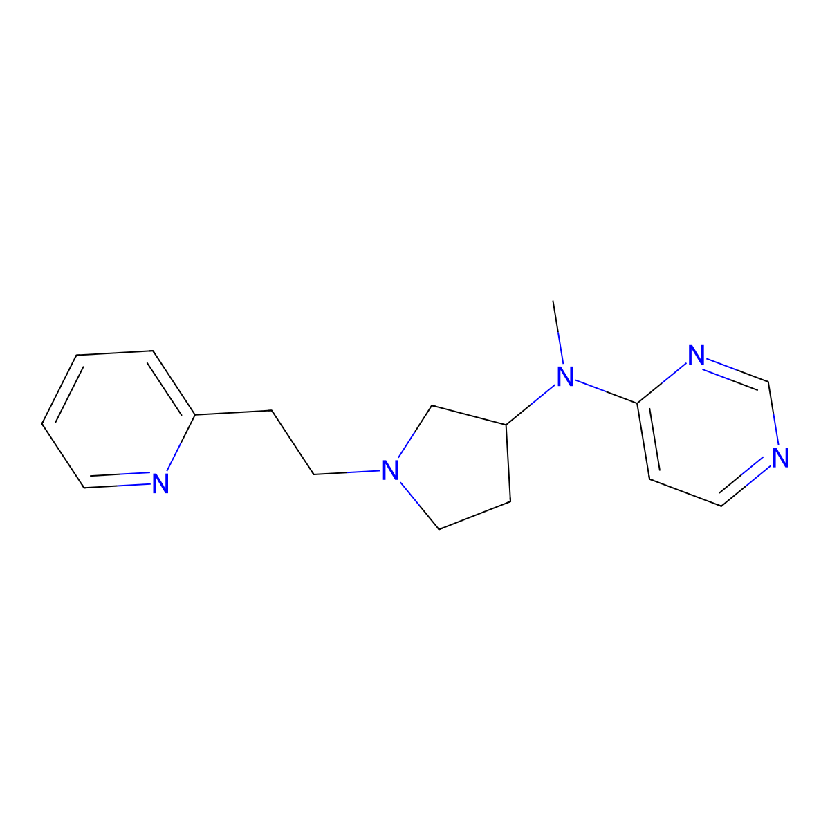 N-methyl-N-{1-[2-(pyridin-2-yl)ethyl]pyrrolidin-3-yl}pyrimidin-4-amine molecular structure, CAS 3054625-34-9