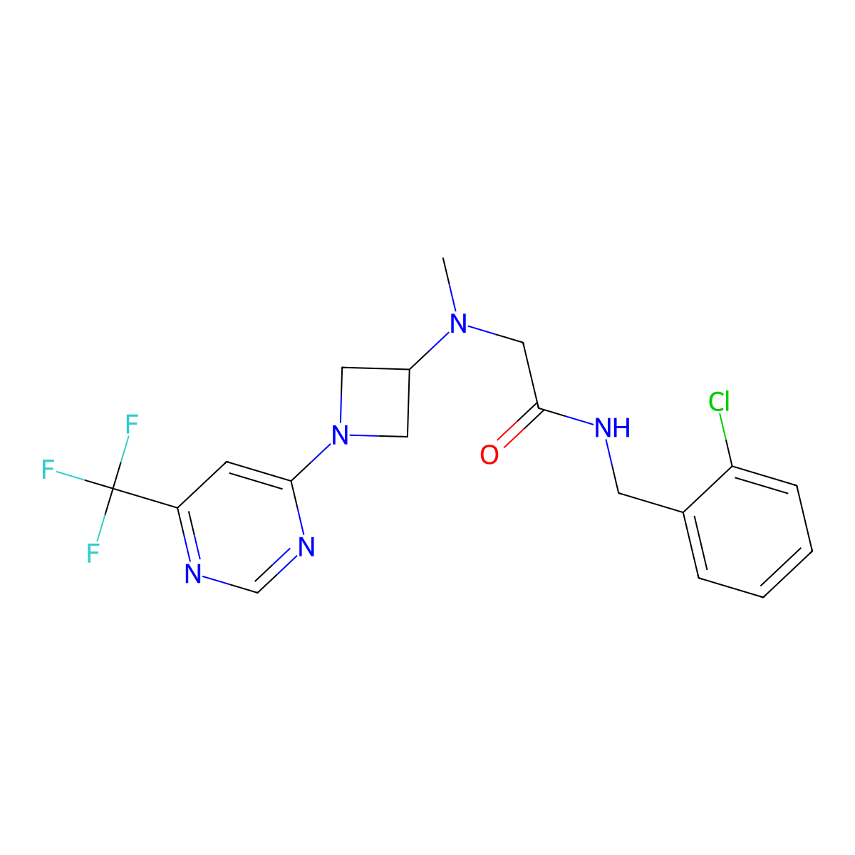 N-[(2-chlorophenyl)methyl]-2-[methyl({1-[6-(trifluoromethyl)pyrimidin-4-yl]azetidin-3-yl})amino]acetamide molecular structure, CAS 3054625-40-7