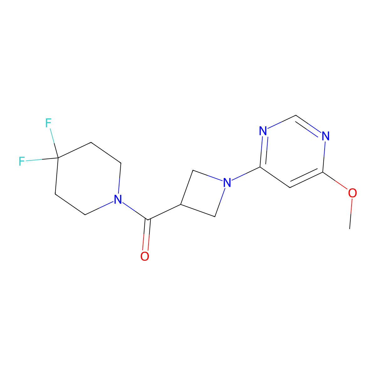 4-[3-(4,4-Difluoropiperidine-1-carbonyl)azetidin-1-yl]-6-methoxypyrimidine molecular structure, CAS 3054625-42-9