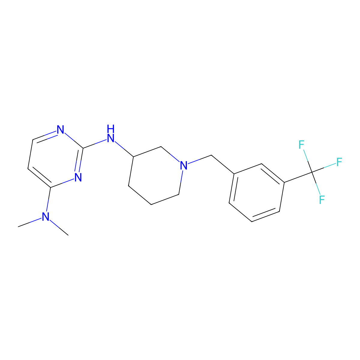 4-N,4-N-dimeE)-2-N-[1-[[3-(trifluoromethyl)phenyl]methyl]piperidin-3-yl]pyrimidine-2,4-diamine molecular structure, CAS 3054625-43-0