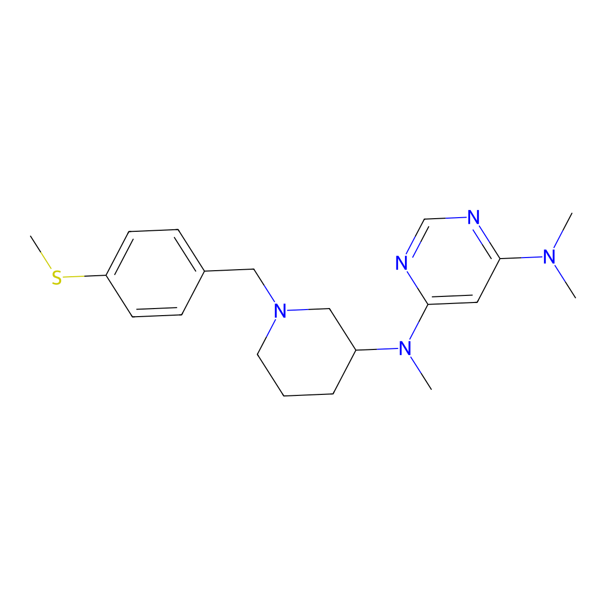 N4,N4,N6-trimethyl-N6-(1-{[4-(methylsulfanyl)phenyl]methyl}piperidin-3-yl)pyrimidine-4,6-diamine molecular structure, CAS 3054625-47-4