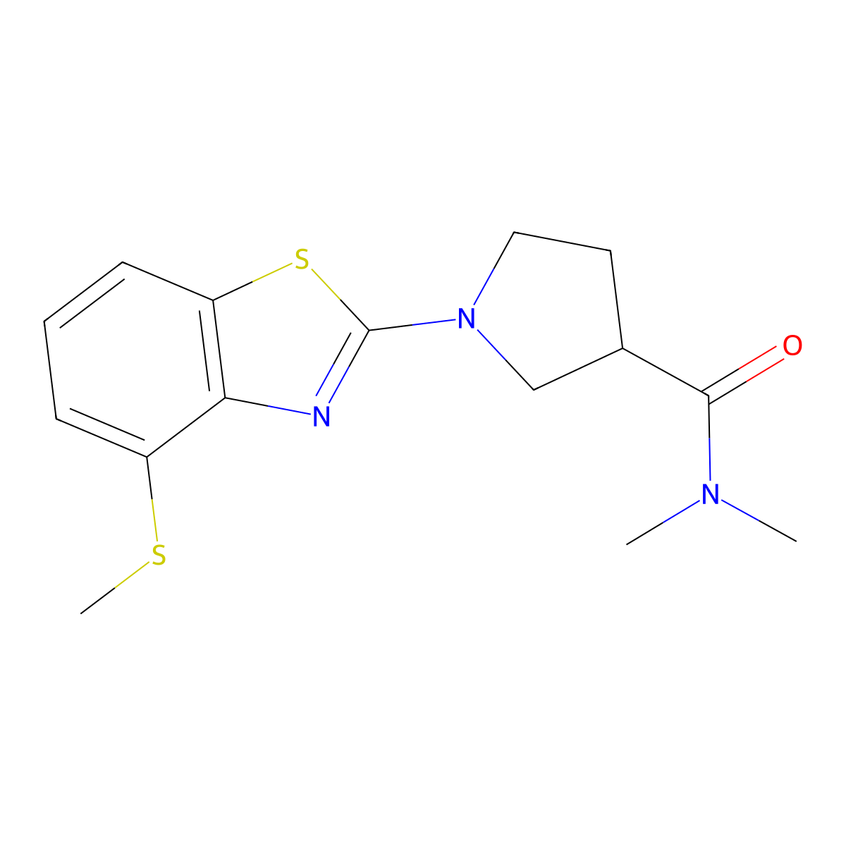 N,N-dimethyl-1-[4-(methylsulfanyl)-1,3-benzothiazol-2-yl]pyrrolidine-3-carboxamide molecular structure, CAS 3054625-49-6