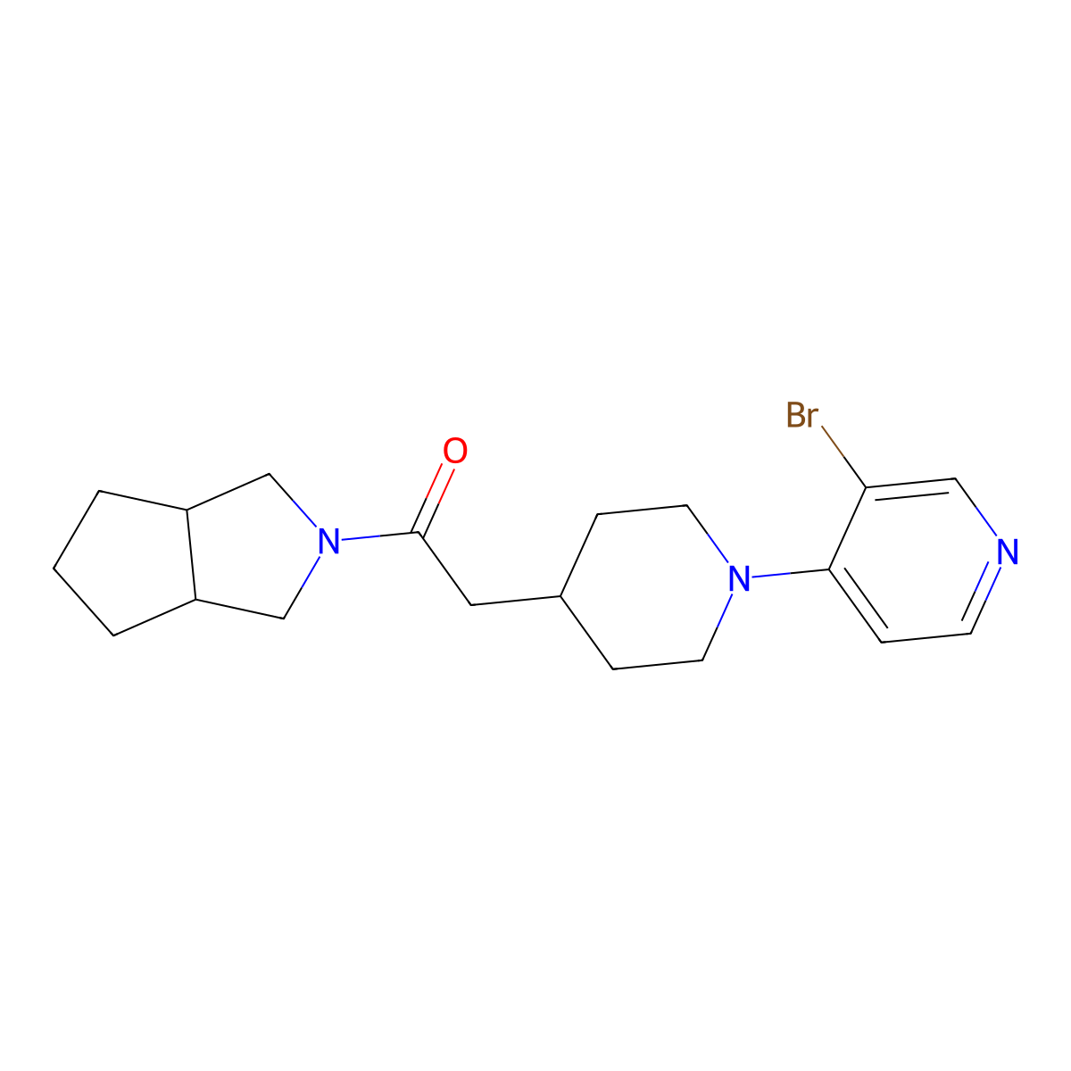 2-[1-(3-Bromopyridin-4-yl)piperidin-4-yl]-1-{octahydrocyclopenta[c]pyrrol-2-yl}ethan-1-one molecular structure, CAS 3054625-57-6