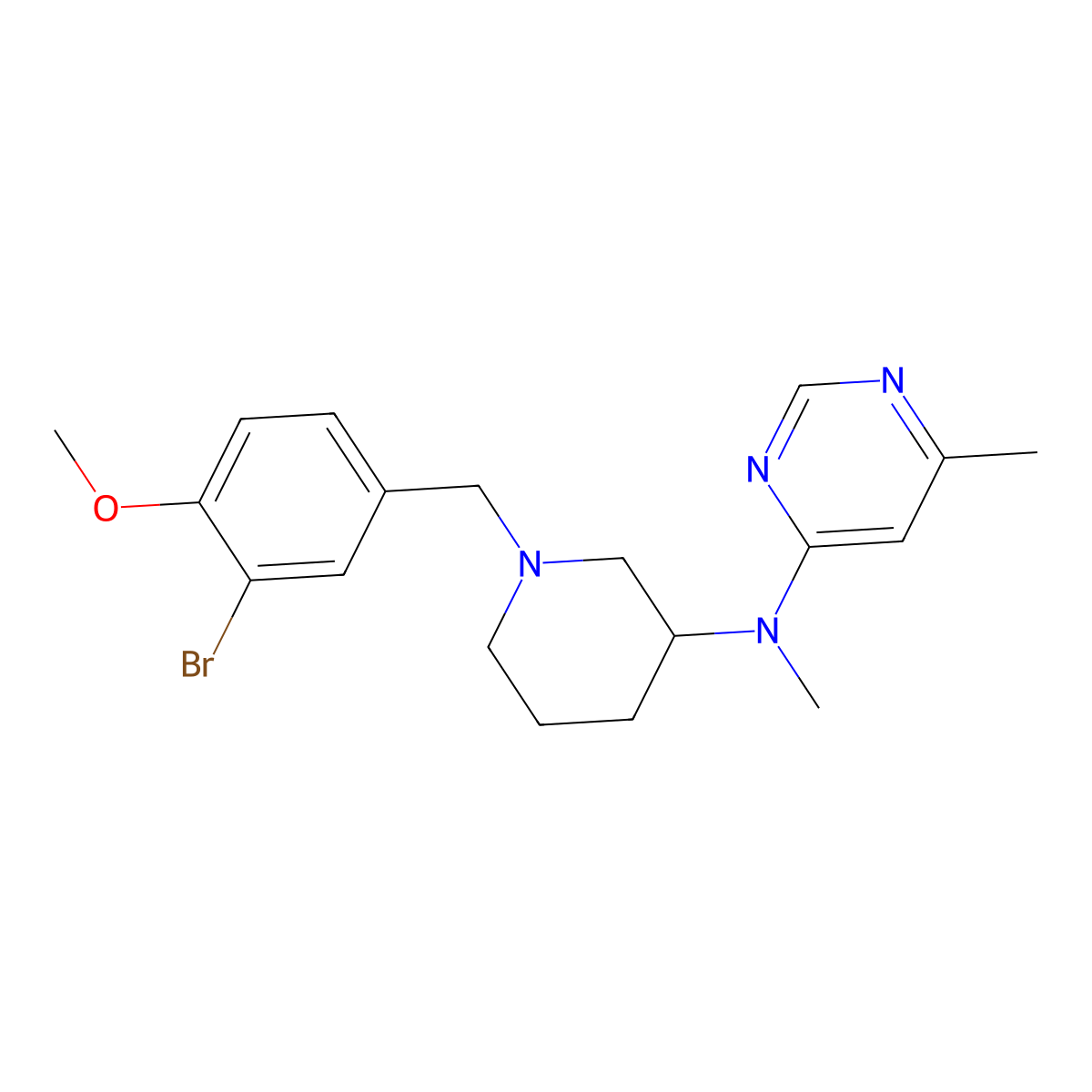 N-{1-[(3-bromo-4-methoxyphenyl)methyl]piperidin-3-yl}-N,6-dimethylpyrimidin-4-amine molecular structure, CAS 3054625-59-8