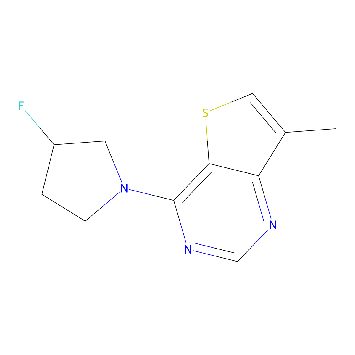 3-Fluoro-1-{7-methylthieno[3,2-d]pyrimidin-4-yl}pyrrolidine molecular structure, CAS 3054625-62-3