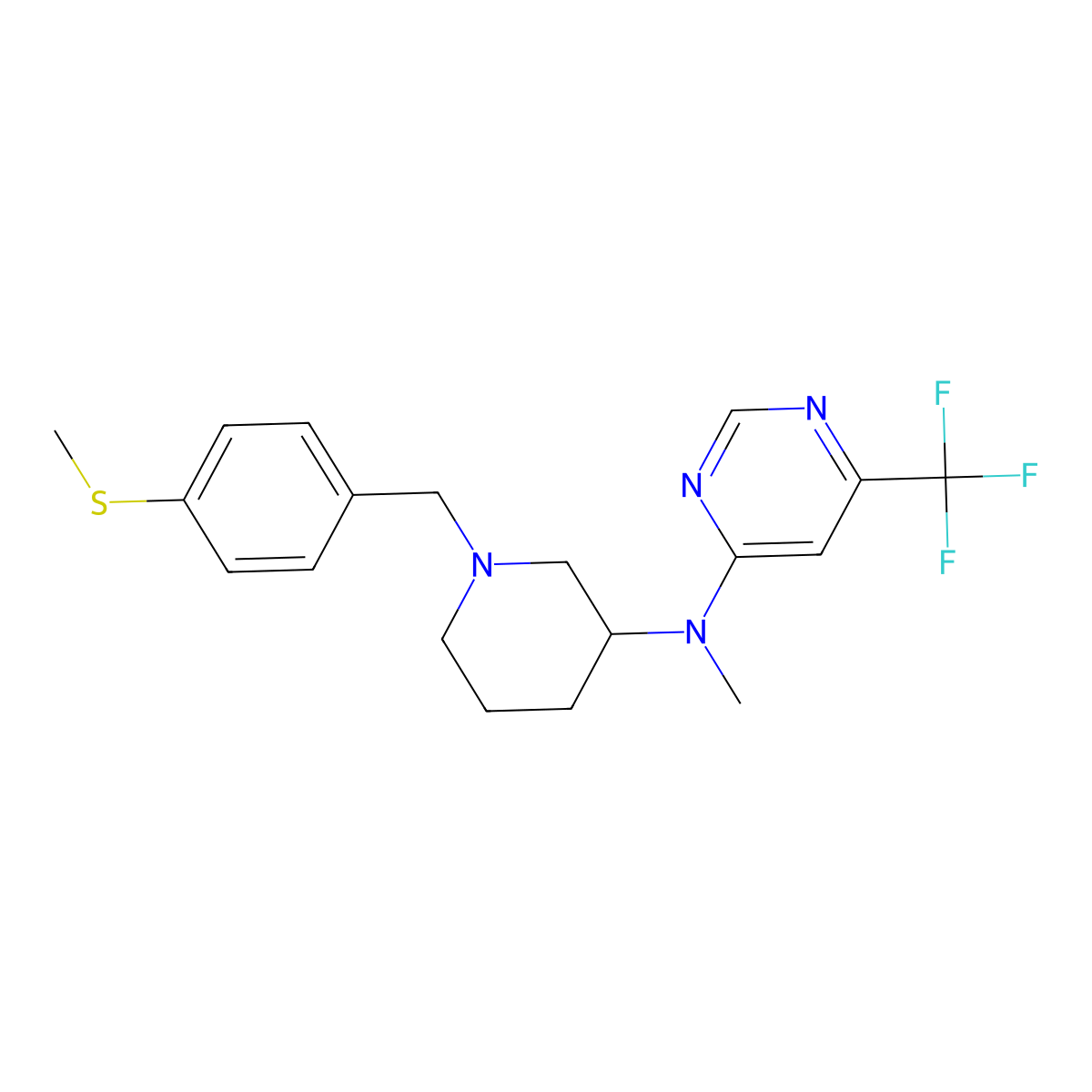 N-methyl-N-(1-{[4-(methylsulfanyl)phenyl]methyl}piperidin-3-yl)-6-(trifluoromethyl)pyrimidin-4-amine molecular structure, CAS 3054625-63-4