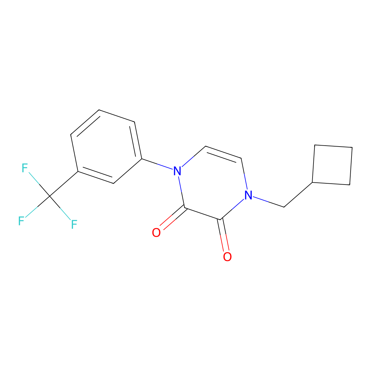 1-(Cyclobutylmethyl)-4-[3-(trifluoromethyl)phenyl]-1,2,3,4-tetrahydropyrazine-2,3-dione molecular structure, CAS 3054625-72-5