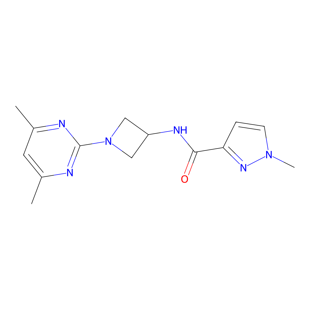 N-[1-(4,6-dimethylpyrimidin-2-yl)azetidin-3-yl]-1-methyl-1H-pyrazole-3-carboxamide molecular structure, CAS 3054625-74-7