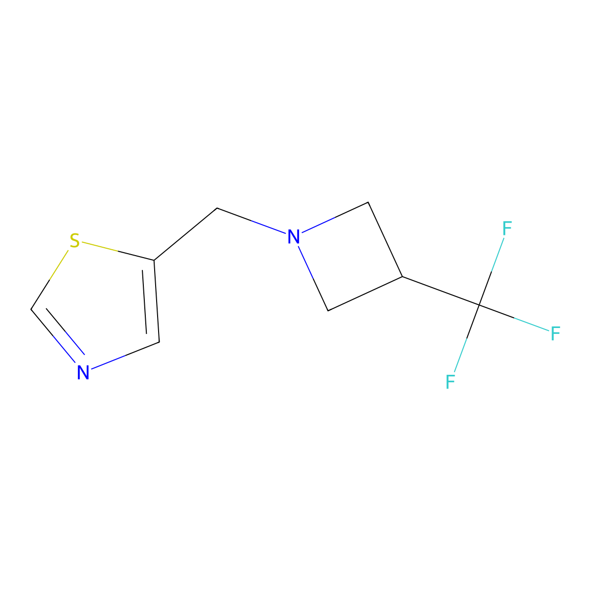 5-{[3-(Trifluoromethyl)azetidin-1-yl]methyl}-1,3-thiazole molecular structure, CAS 3054625-75-8