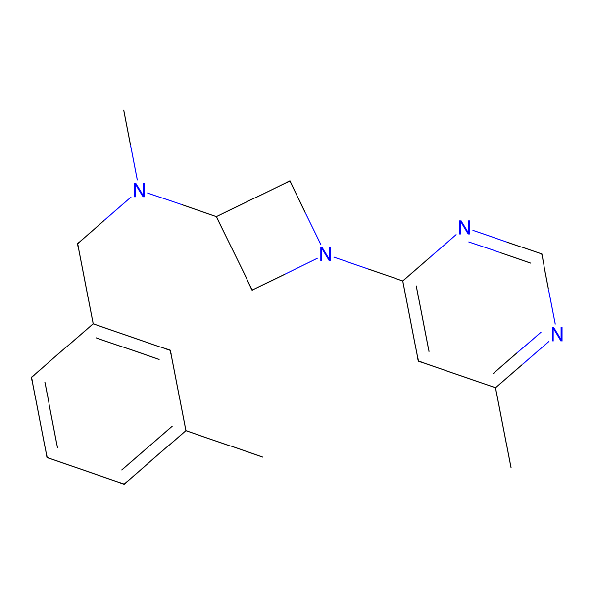 N-methyl-N-[(3-methylphenyl)methyl]-1-(6-methylpyrimidin-4-yl)azetidin-3-amine molecular structure, CAS 3054625-84-9