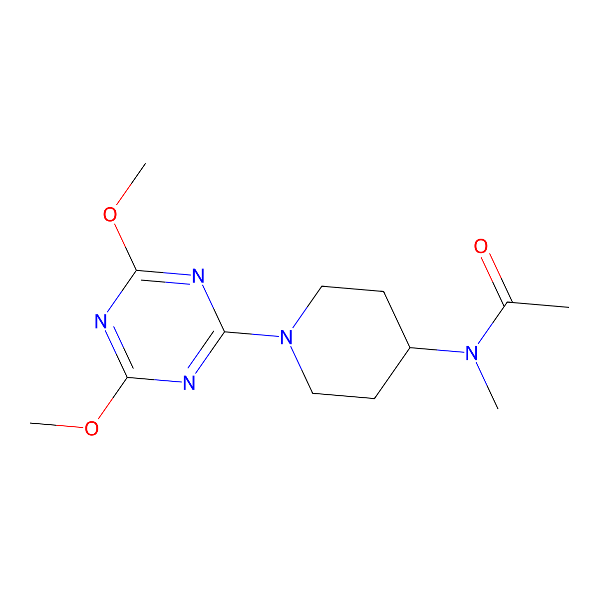 N-[1-(4,6-dimethoxy-1,3,5-triazin-2-yl)piperidin-4-yl]-N-methylacetamide molecular structure, CAS 3054625-85-0