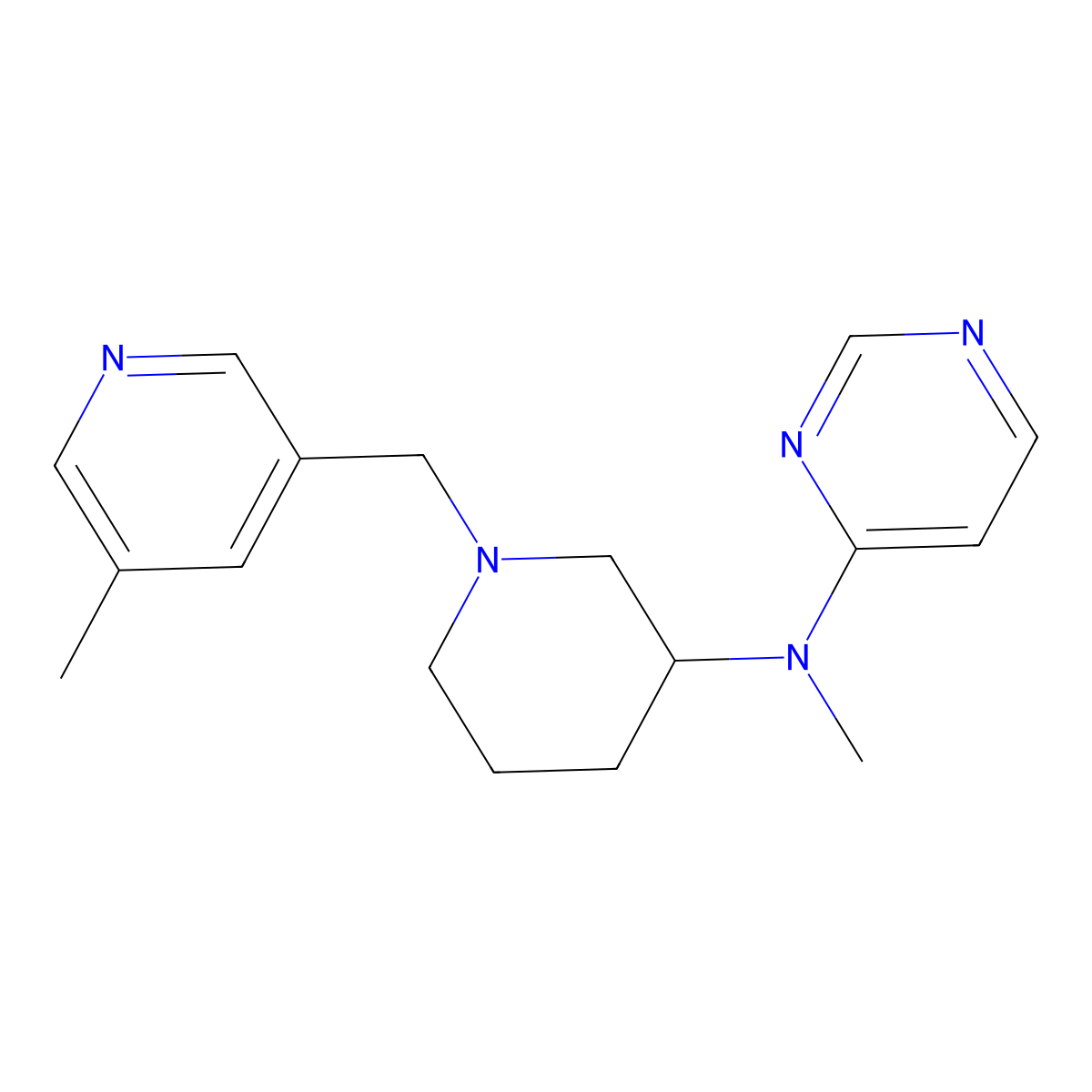 N-methyl-N-{1-[(5-methylpyridin-3-yl)methyl]piperidin-3-yl}pyrimidin-4-amine molecular structure, CAS 3054625-86-1