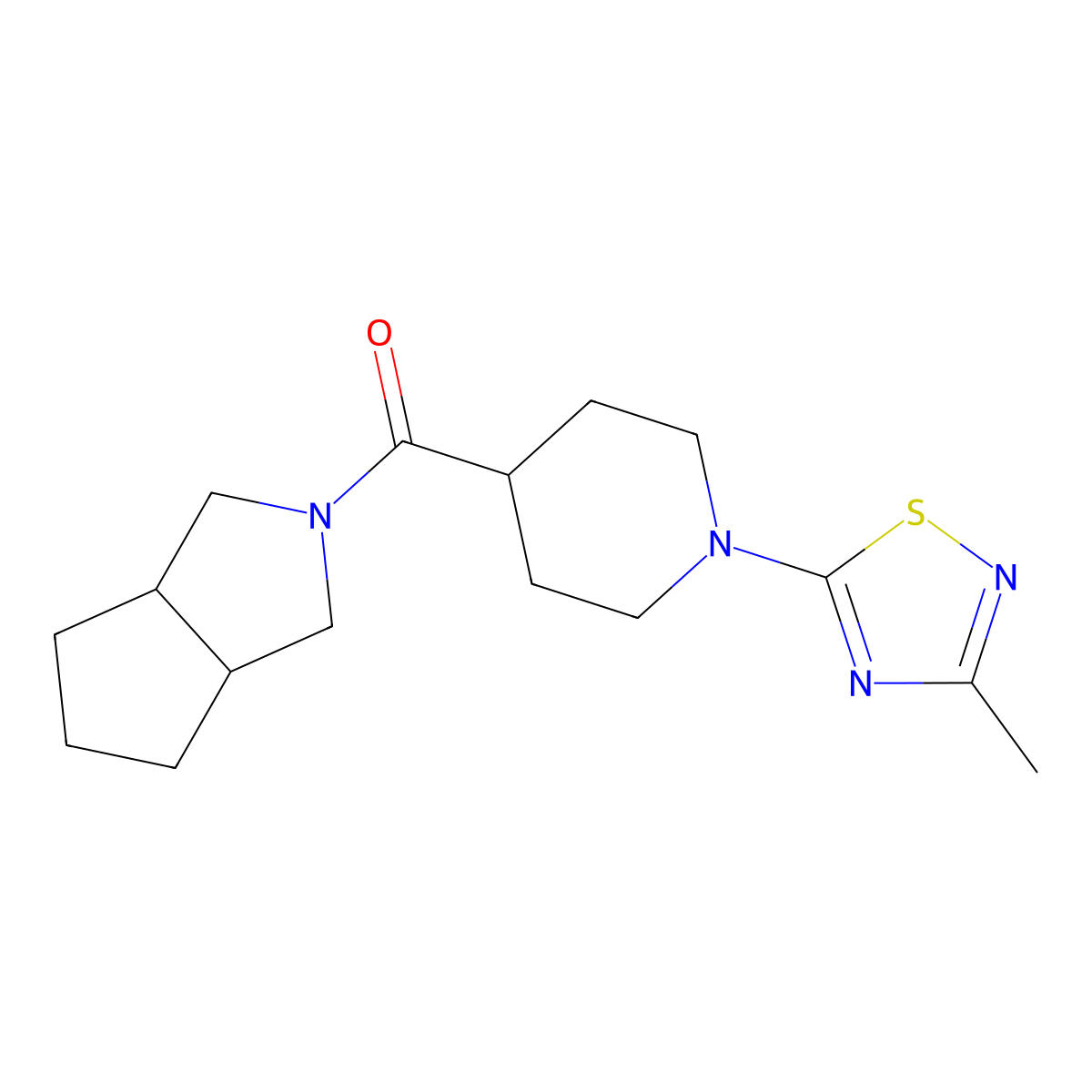 1-(3-Methyl-1,2,4-thiadiazol-5-yl)-4-{octahydrocyclopenta[c]pyrrole-2-carbonyl}piperidine molecular structure, CAS 3054625-91-8