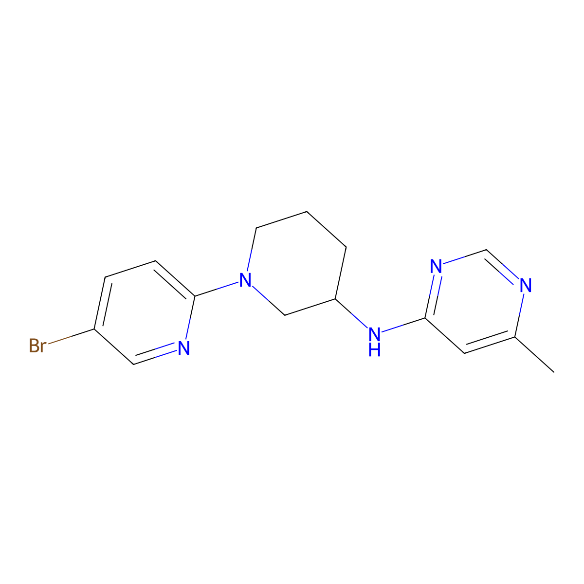 N-[1-(5-bromopyridin-2-yl)piperidin-3-yl]-6-methylpyrimidin-4-amine molecular structure, CAS 3054625-95-2