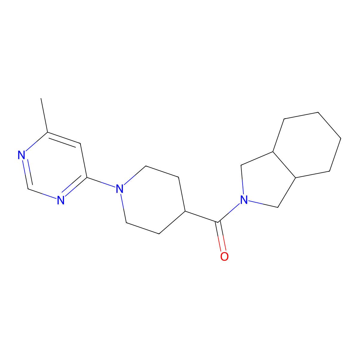 2-[1-(6-methylpyrimidin-4-yl)piperidine-4-carbonyl]-octahydro-1H-isoindole molecular structure, CAS 3054625-97-4