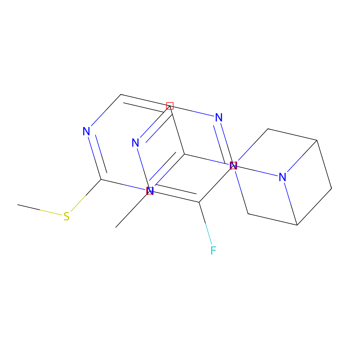 6-(5-Fluoro-6-methylpyrimidin-4-yl)-3-[2-(methylsulfanyl)pyrimidin-4-yl]-3,6-diazabicyclo[3.1.1]heptane molecular structure, CAS 3054625-98-5