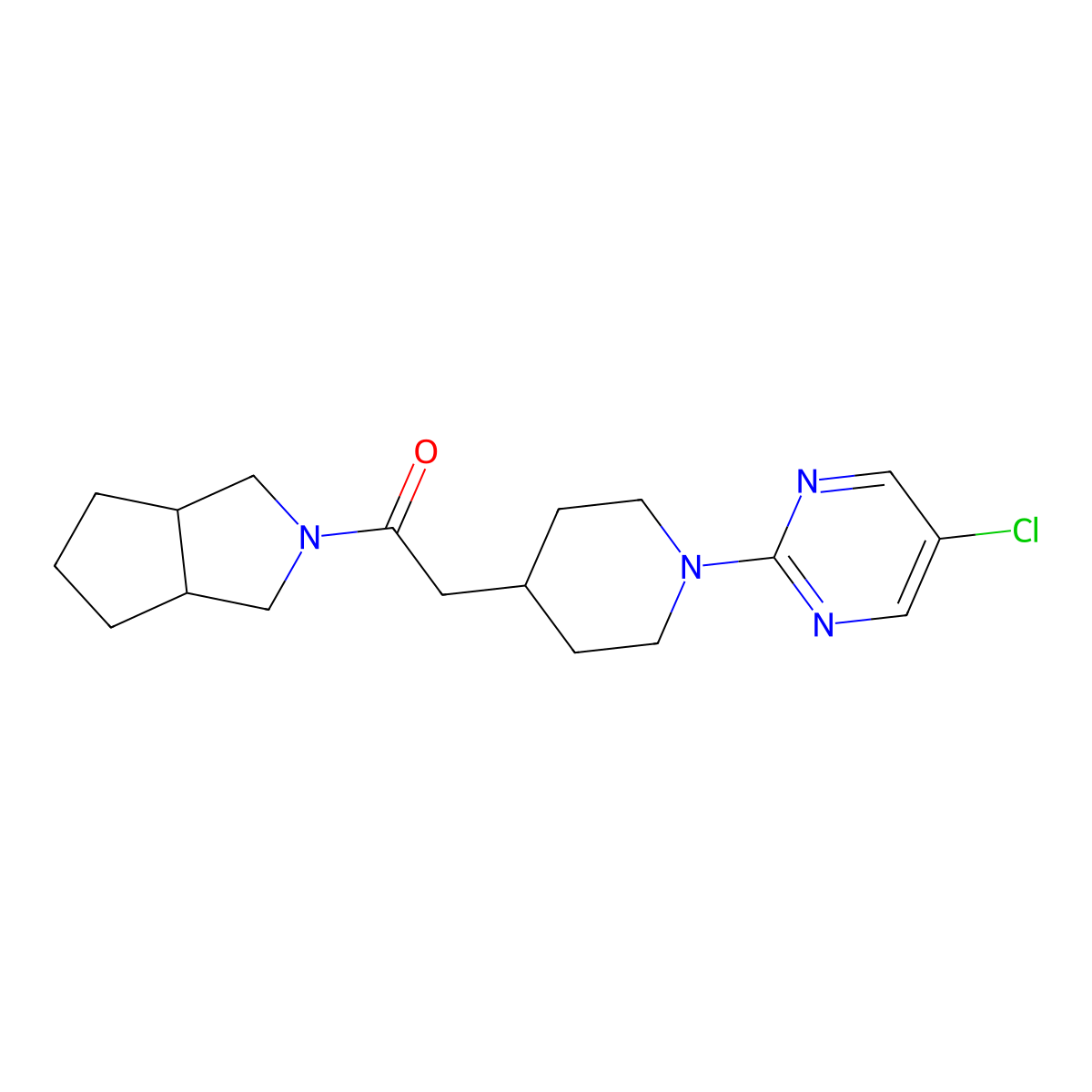 2-[1-(5-Chloropyrimidin-2-yl)piperidin-4-yl]-1-{octahydrocyclopenta[c]pyrrol-2-yl}ethan-1-one molecular structure, CAS 3054625-99-6