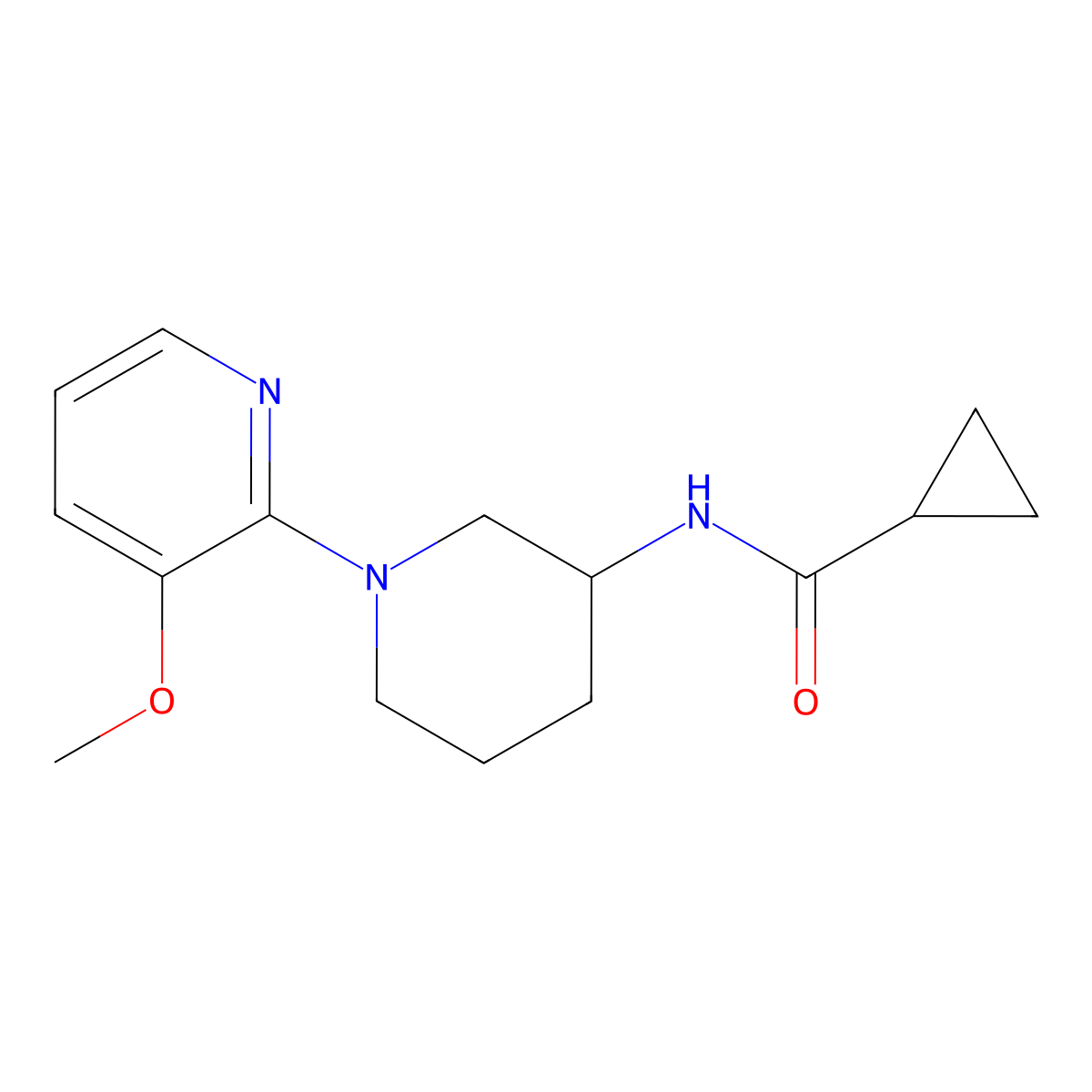 N-[1-(3-methoxypyridin-2-yl)piperidin-3-yl]cyclopropanecarboxamide molecular structure, CAS 3054626-00-2