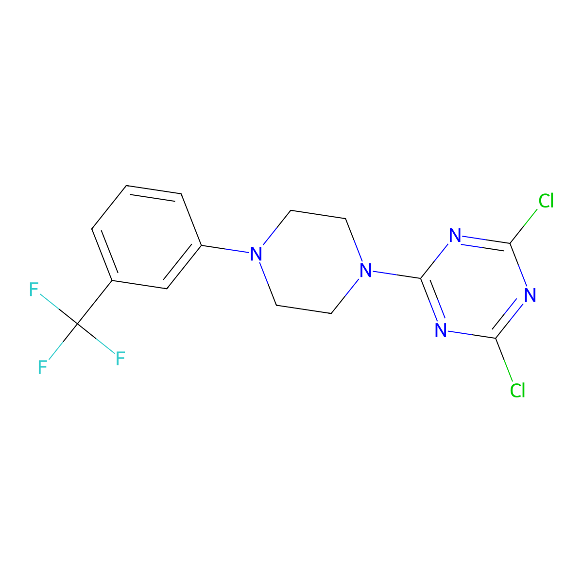 2,4-Dichloro-6-{4-[3-(trifluoromethyl)phenyl]piperazin-1-yl}-1,3,5-triazine molecular structure, CAS 3054626-04-6