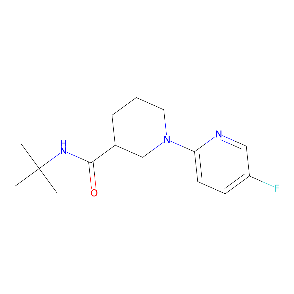 N-tert-butyl-1-(5-fluoropyridin-2-yl)piperidine-3-carboxamide molecular structure, CAS 3054626-06-8