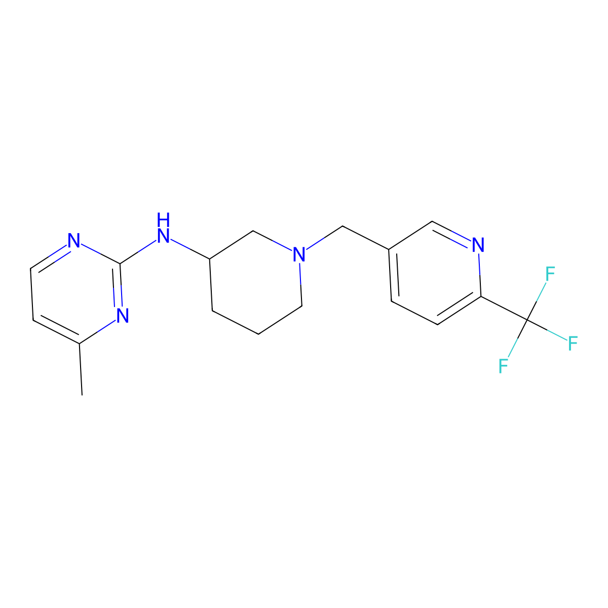 4-methyl-N-(1-{[6-(trifluoromethyl)pyridin-3-yl]methyl}piperidin-3-yl)pyrimidin-2-amine molecular structure, CAS 3054626-15-9