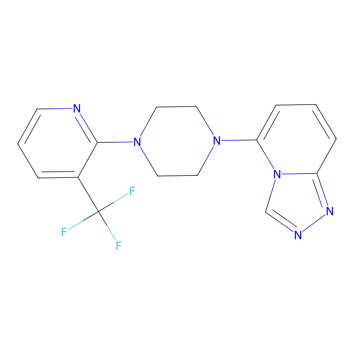 1-{[1,2,4]Triazolo[4,3-a]pyridin-5-yl}-4-[3-(trifluoromethyl)pyridin-2-yl]piperazine molecular structure, CAS 3054626-19-3