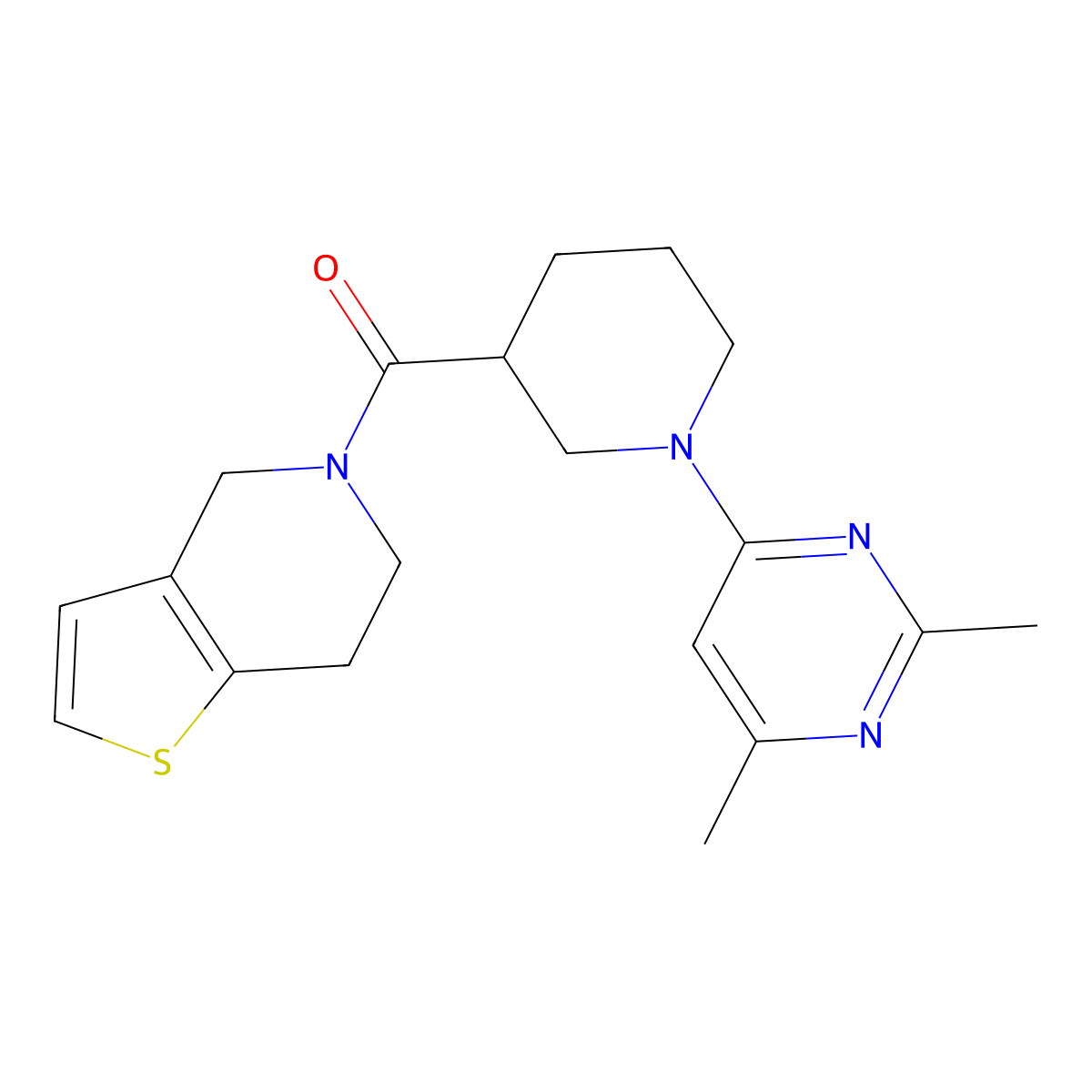 2,4-dimethyl-6-(3-{4H,5H,6H,7H-thieno[3,2-c]pyridine-5-carbonyl}piperidin-1-yl)pyrimidine molecular structure, CAS 3054626-22-8