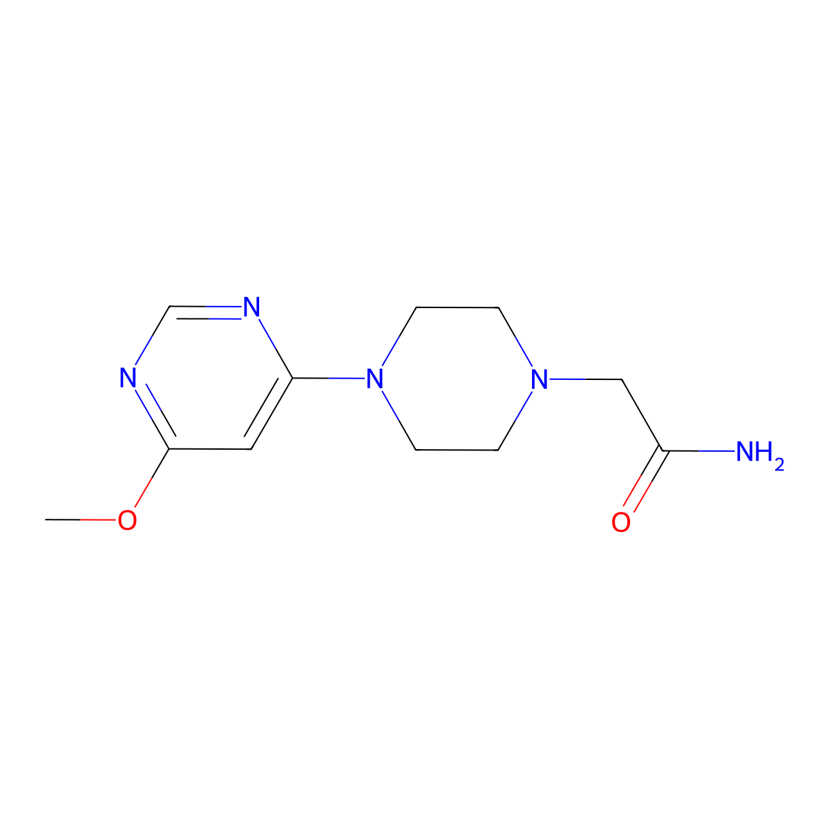 2-[4-(6-Methoxypyrimidin-4-yl)piperazin-1-yl]acetamide molecular structure, CAS 3054626-27-3