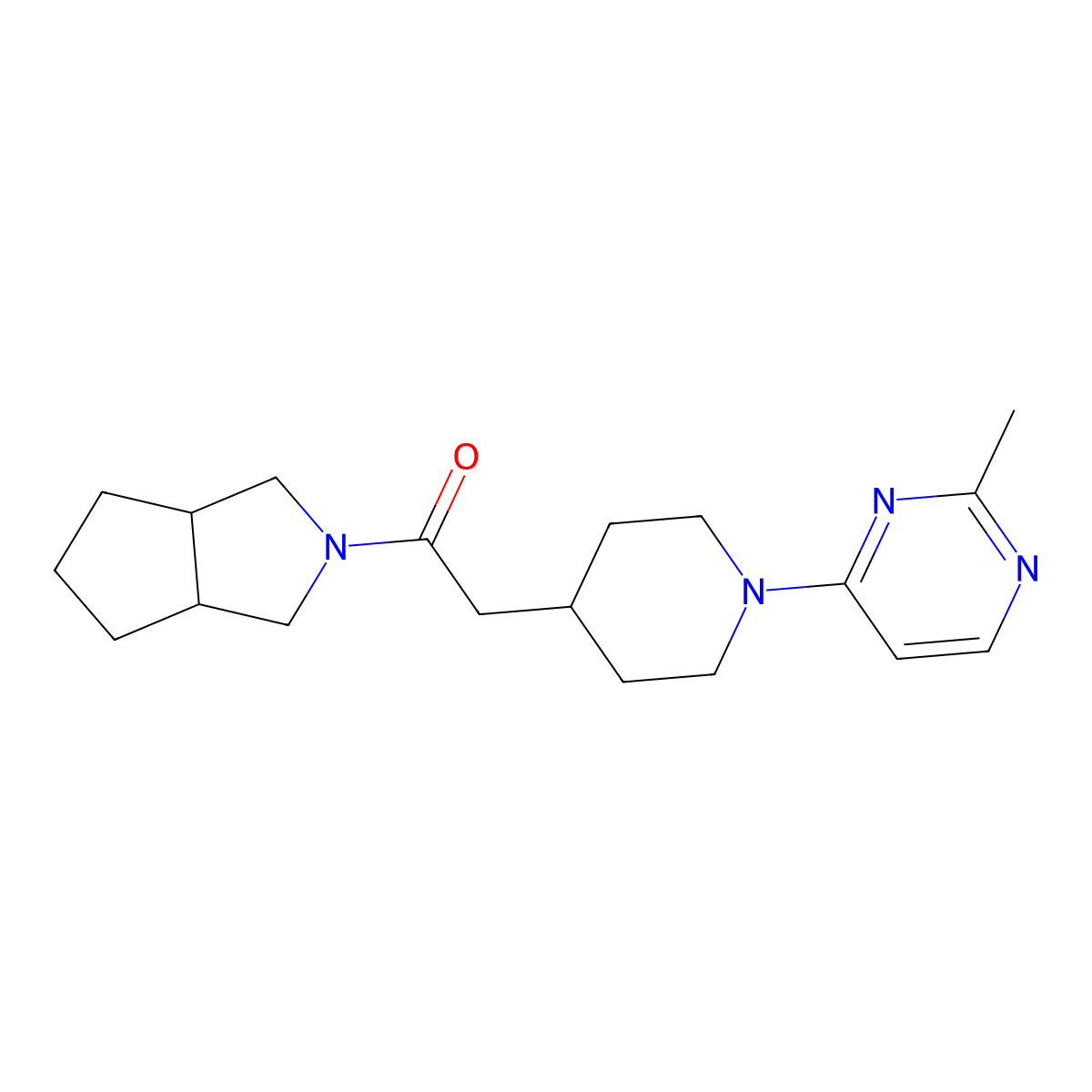 2-[1-(2-Methylpyrimidin-4-yl)piperidin-4-yl]-1-{octahydrocyclopenta[c]pyrrol-2-yl}ethan-1-one molecular structure, CAS 3054626-35-3