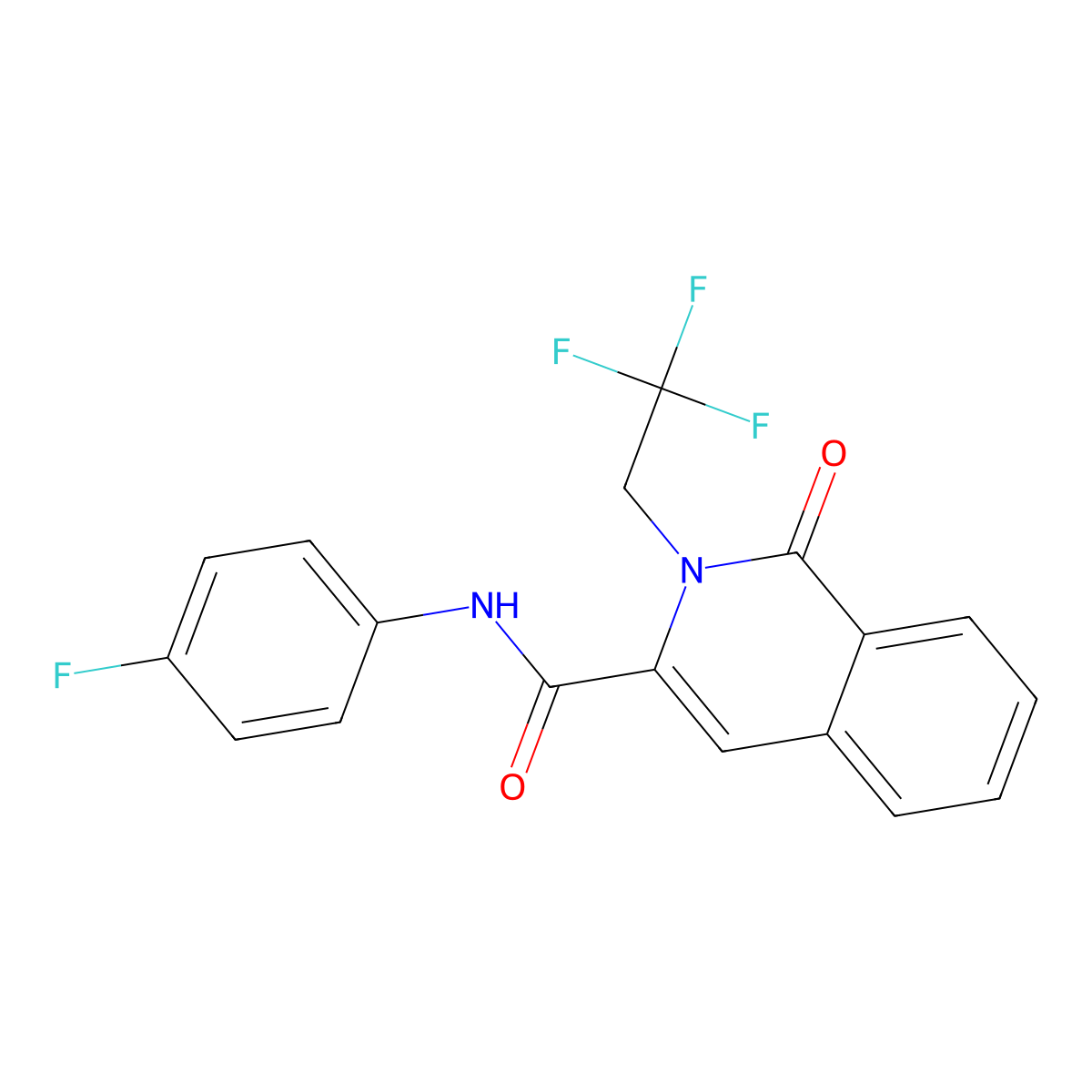 N-(4-fluorophenyl)-1-oxo-2-(2,2,2-trifluoroethyl)-1,2-dihydroisoquinoline-3-carboxamide molecular structure, CAS 3054626-41-1