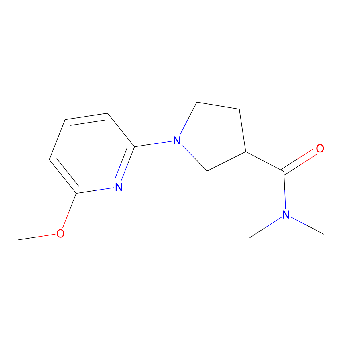 1-(6-methoxypyridin-2-yl)-N,N-dimethylpyrrolidine-3-carboxamide molecular structure, CAS 3054626-43-3