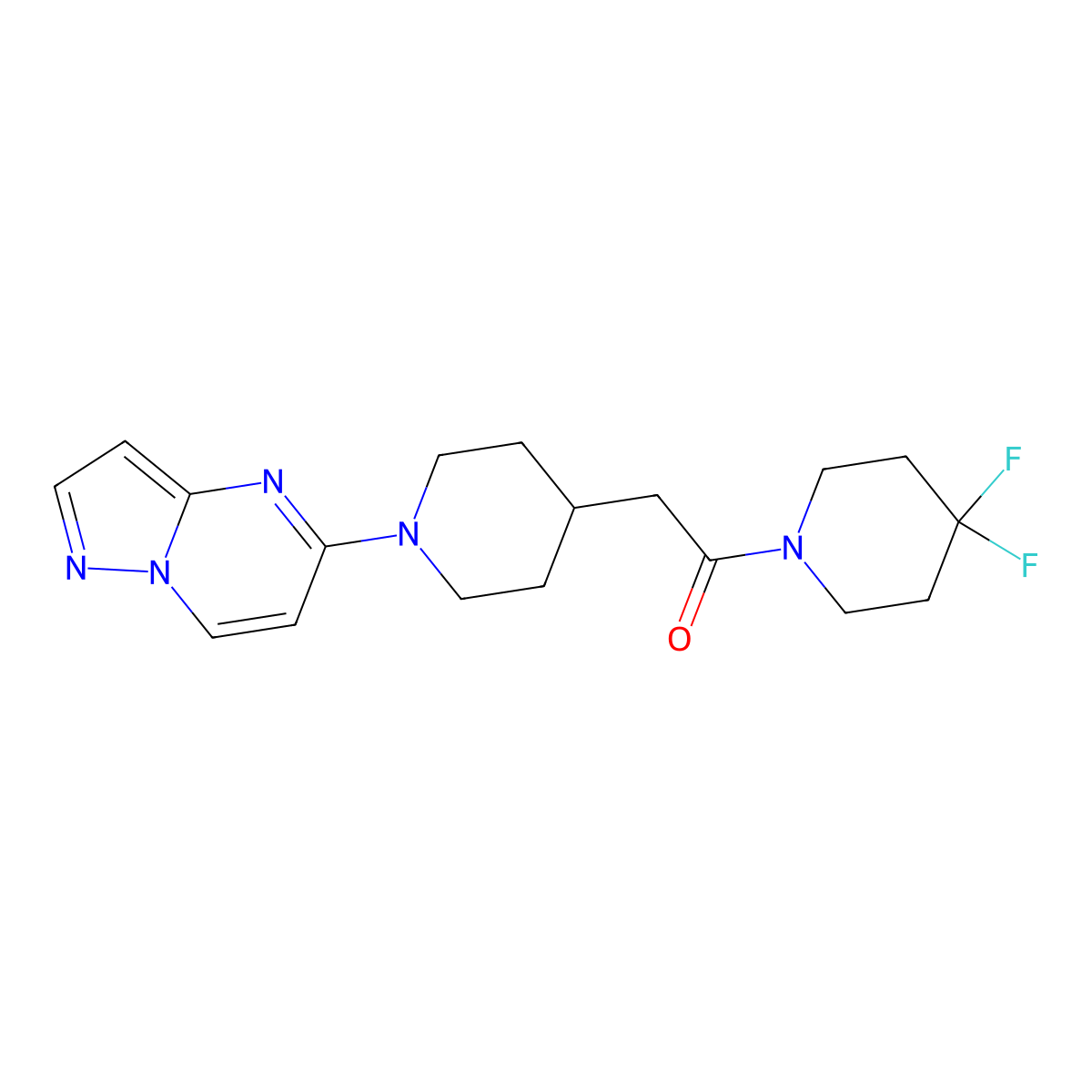 1-(4,4-Difluoropiperidin-1-yl)-2-(1-{pyrazolo[1,5-a]pyrimidin-5-yl}piperidin-4-yl)ethan-1-one molecular structure, CAS 3054626-48-8