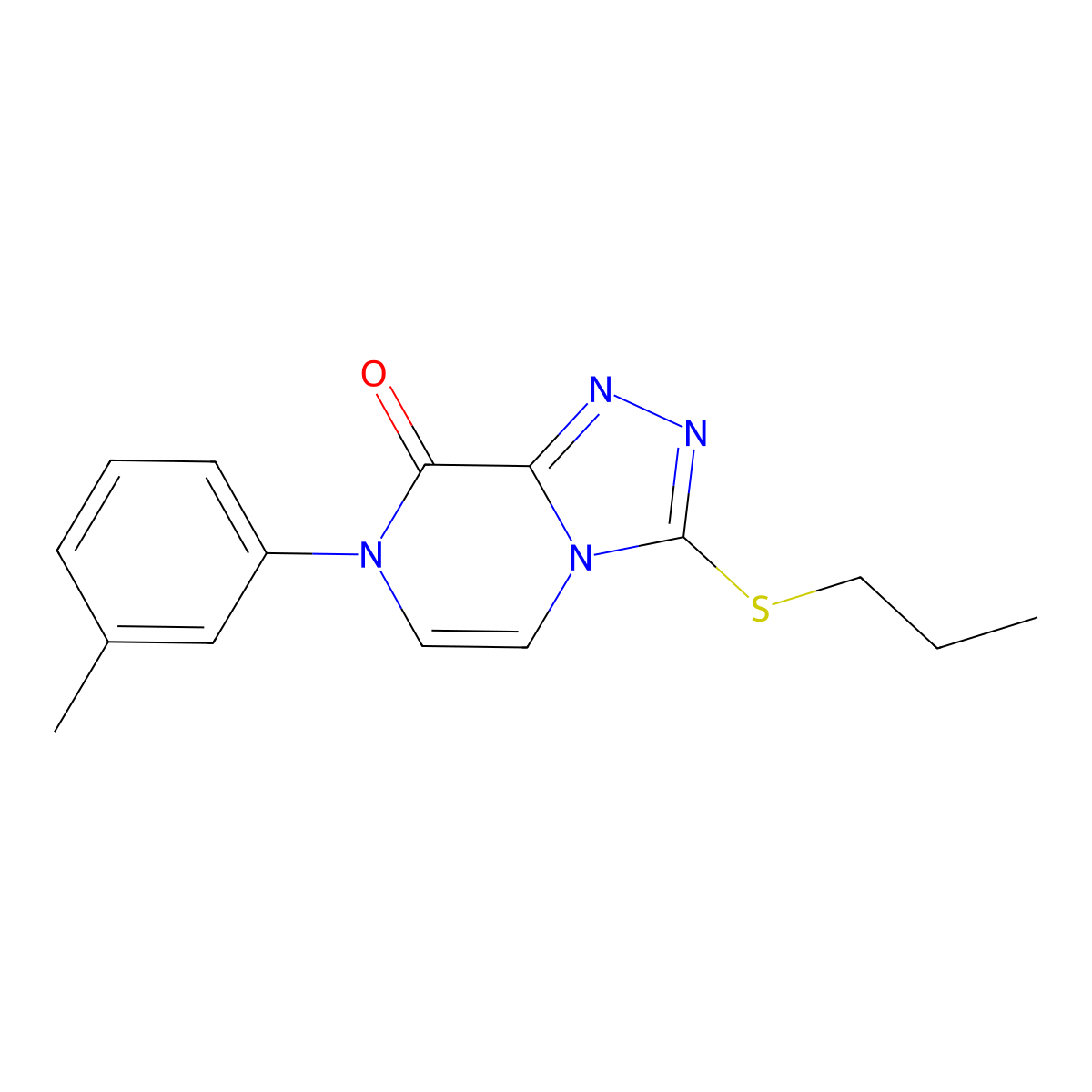 7-(3-methylphenyl)-3-(propylsulfanyl)-7H,8H-[1,2,4]triazolo[4,3-a]pyrazin-8-one molecular structure, CAS 3054626-49-9
