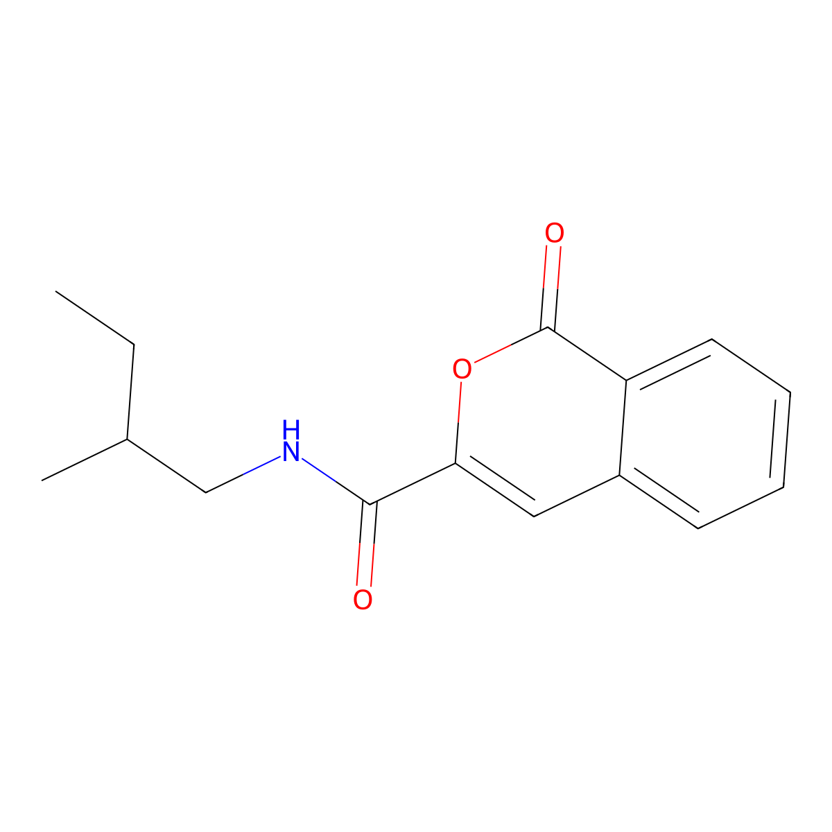 N-(2-methylbutyl)-1-oxo-1H-isochromene-3-carboxamide molecular structure, CAS 3054626-52-4