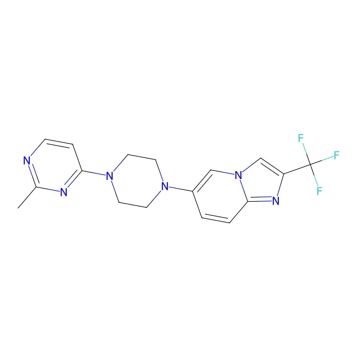 2-Methyl-4-{4-[2-(trifluoromethyl)imidazo[1,2-a]pyridin-6-yl]piperazin-1-yl}pyrimidine molecular structure, CAS 3054626-56-8
