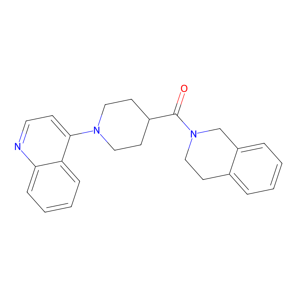 4-[4-(1,2,3,4-Tetrahydroisoquinoline-2-carbonyl)piperidin-1-yl]quinoline molecular structure, CAS 3054626-60-4