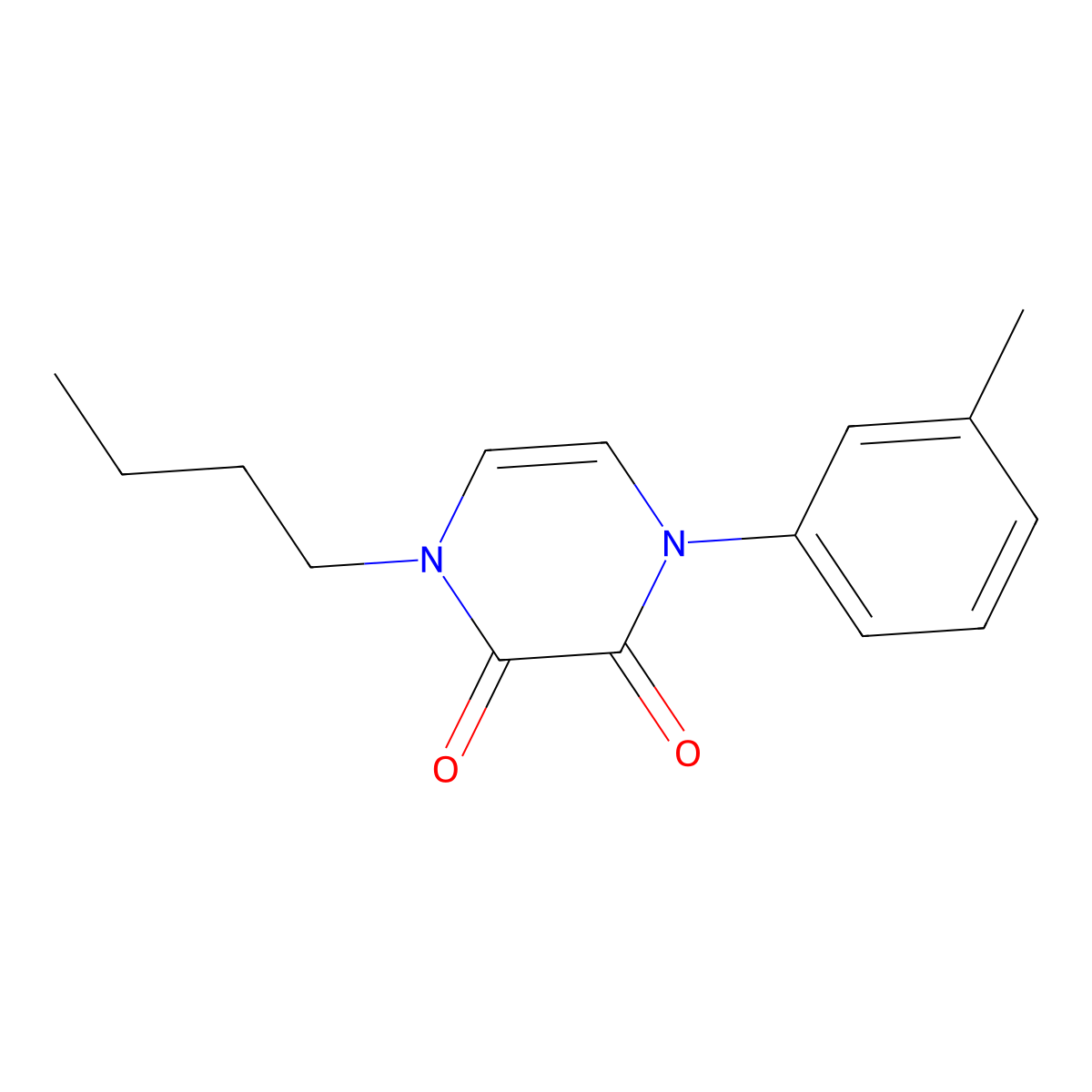 1-Butyl-4-(3-methylphenyl)-1,2,3,4-tetrahydropyrazine-2,3-dione molecular structure, CAS 3054626-61-5