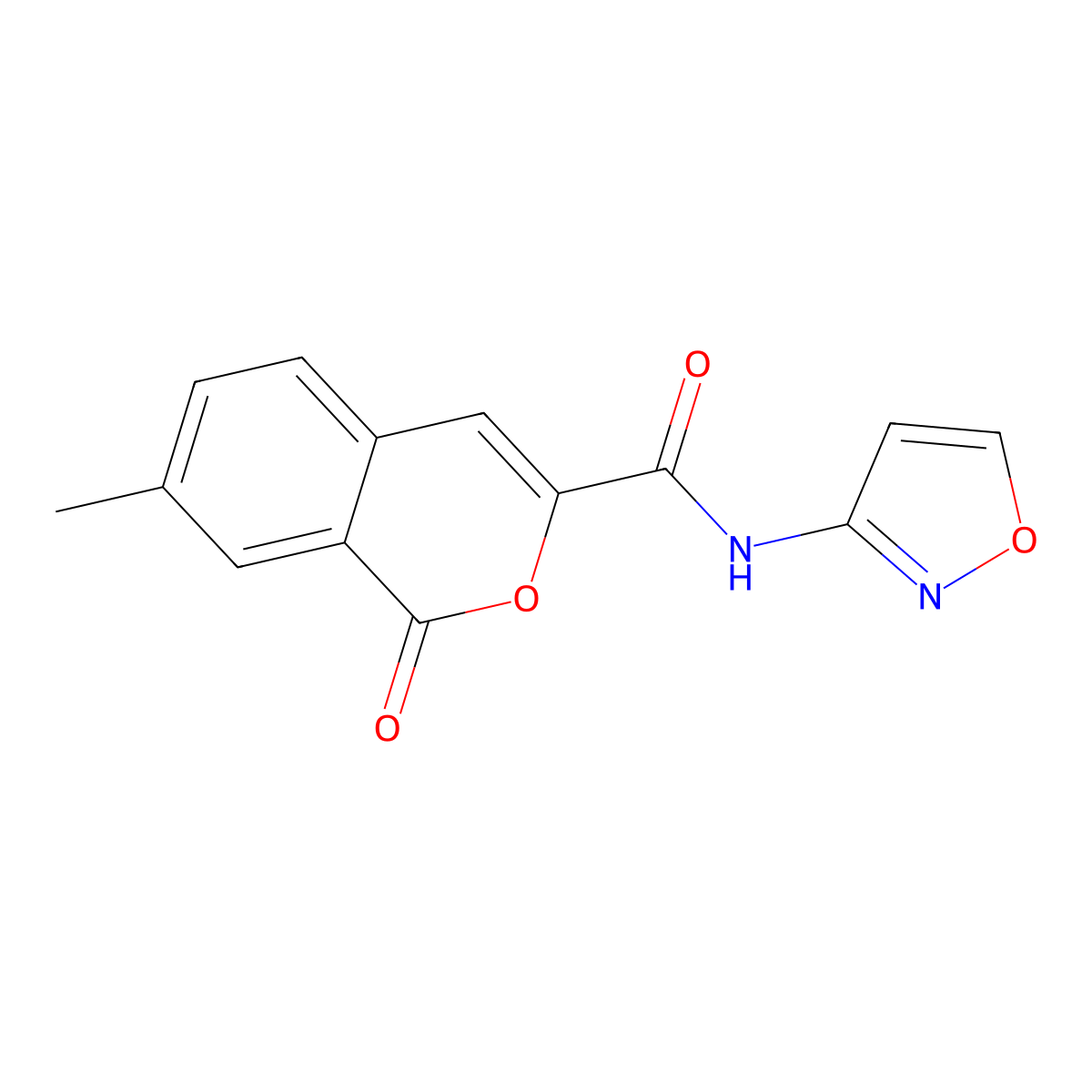 7-methyl-N-(1,2-oxazol-3-yl)-1-oxo-1H-isochromene-3-carboxamide molecular structure, CAS 3054626-62-6
