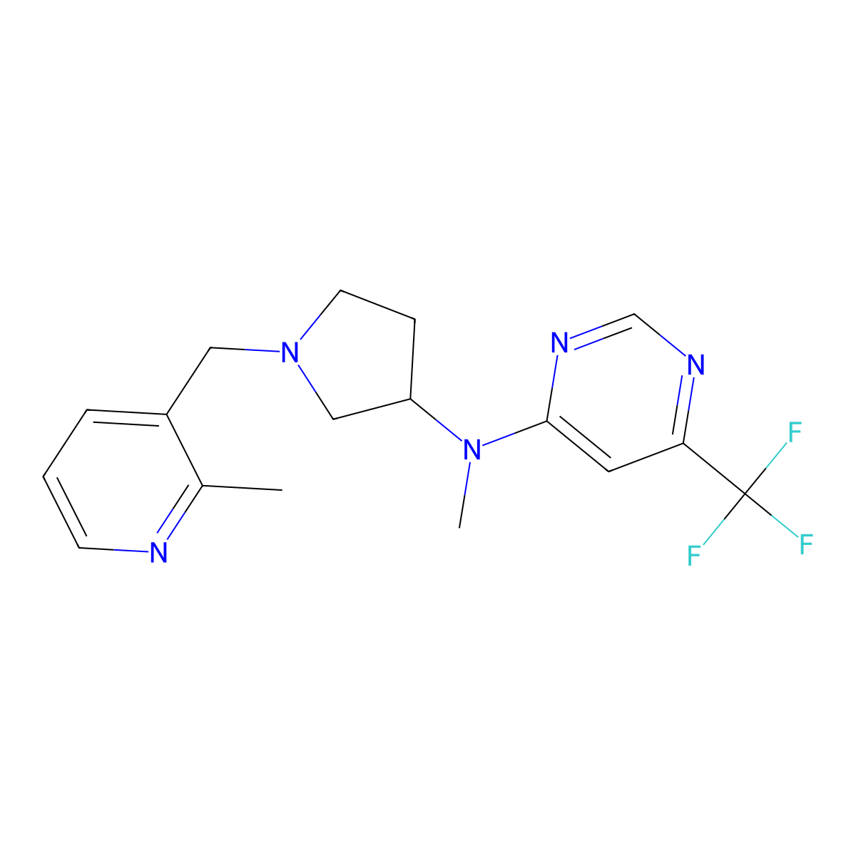 N-methyl-N-{1-[(2-methylpyridin-3-yl)methyl]pyrrolidin-3-yl}-6-(trifluoromethyl)pyrimidin-4-amine molecular structure, CAS 3054626-66-0