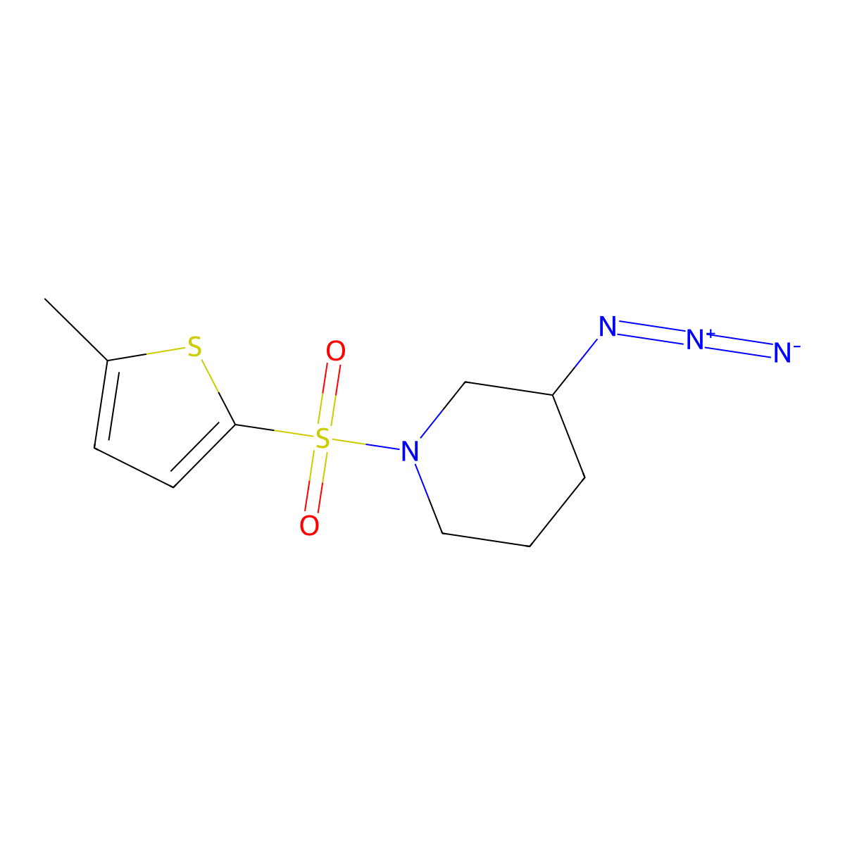 3-Azido-1-[(5-methylthiophen-2-yl)sulfonyl]piperidine molecular structure, CAS 3054626-68-2