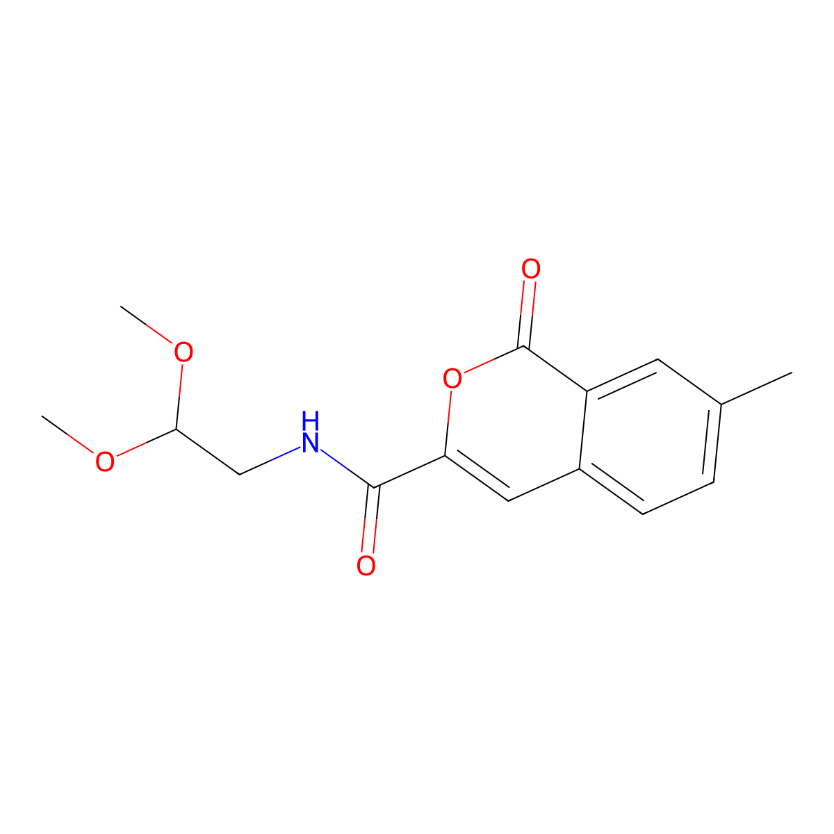 N-(2,2-dimethoxyethyl)-7-methyl-1-oxo-1H-isochromene-3-carboxamide molecular structure, CAS 3054626-73-9