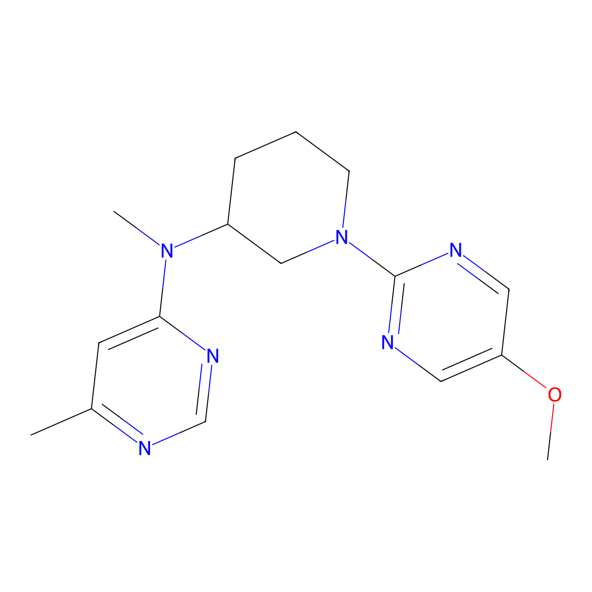N-{1-[(1,5-dimethyl-1H-pyrazol-3-yl)methyl]piperidin-3-yl}-6-methylpyrimidin-4-amine molecular structure, CAS 3054626-74-0