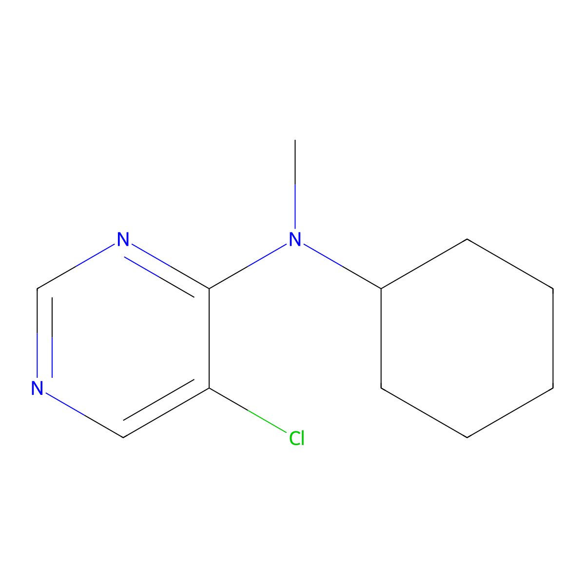 5-chloro-N-cyclohexyl-N-methylpyrimidin-4-amine molecular structure, CAS 3054626-85-3