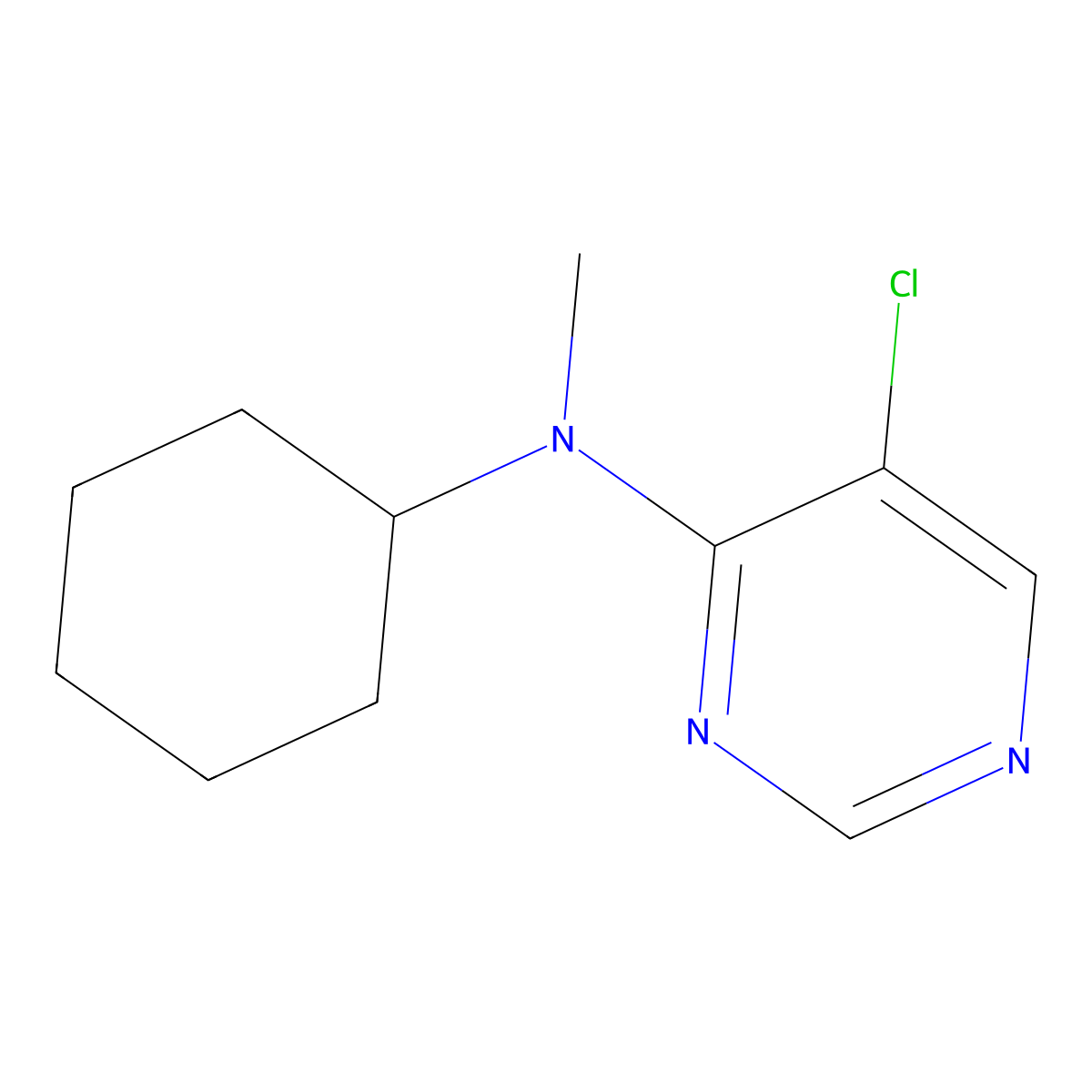 5-chloro-N-cyclohexyl-N-methylpyrimidin-4-amine molecular structure, CAS 3054626-85-3