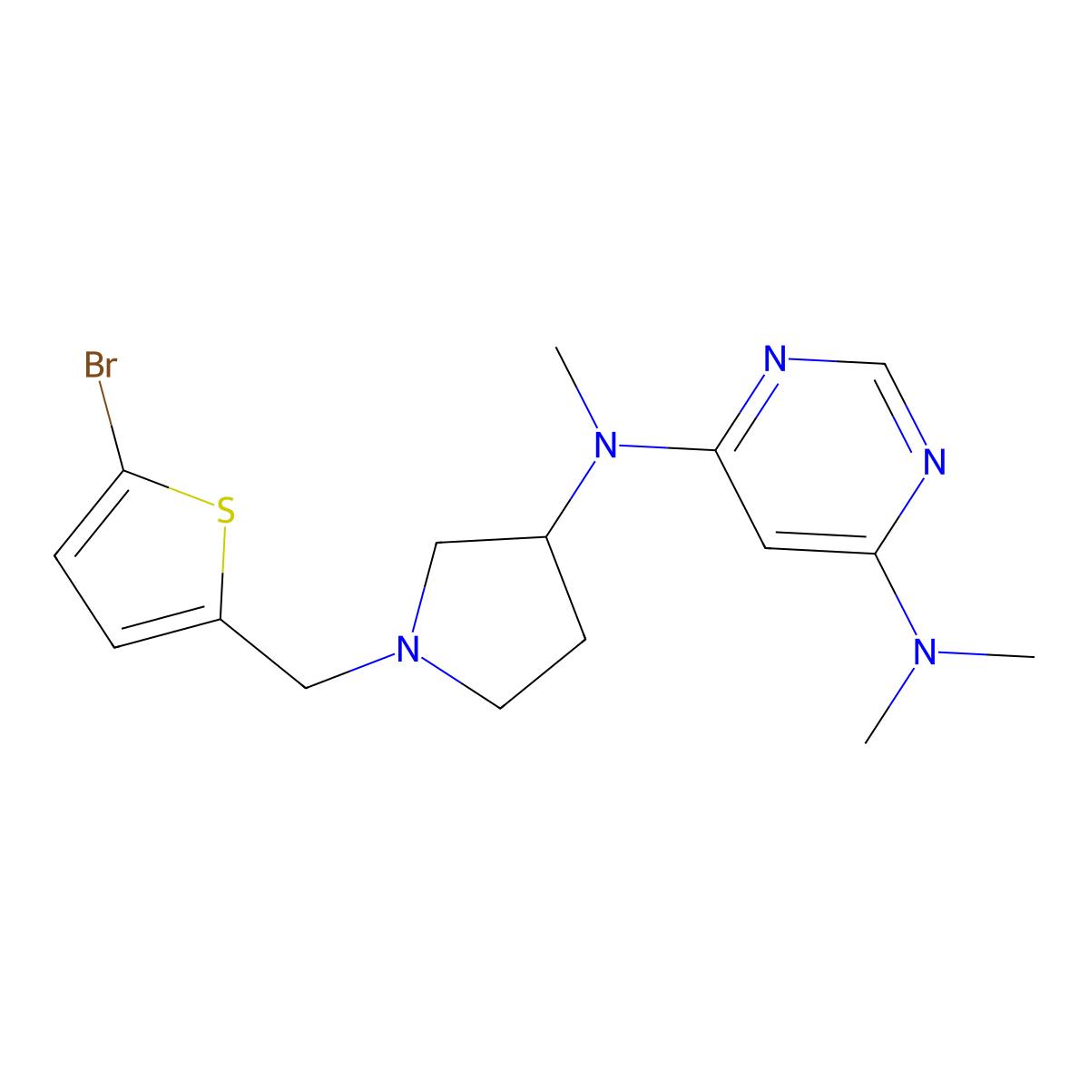 N4-{1-[(5-bromothiophen-2-yl)methyl]pyrrolidin-3-yl}-N4,N6,N6-trimethylpyrimidine-4,6-diamine molecular structure, CAS 3054626-88-6
