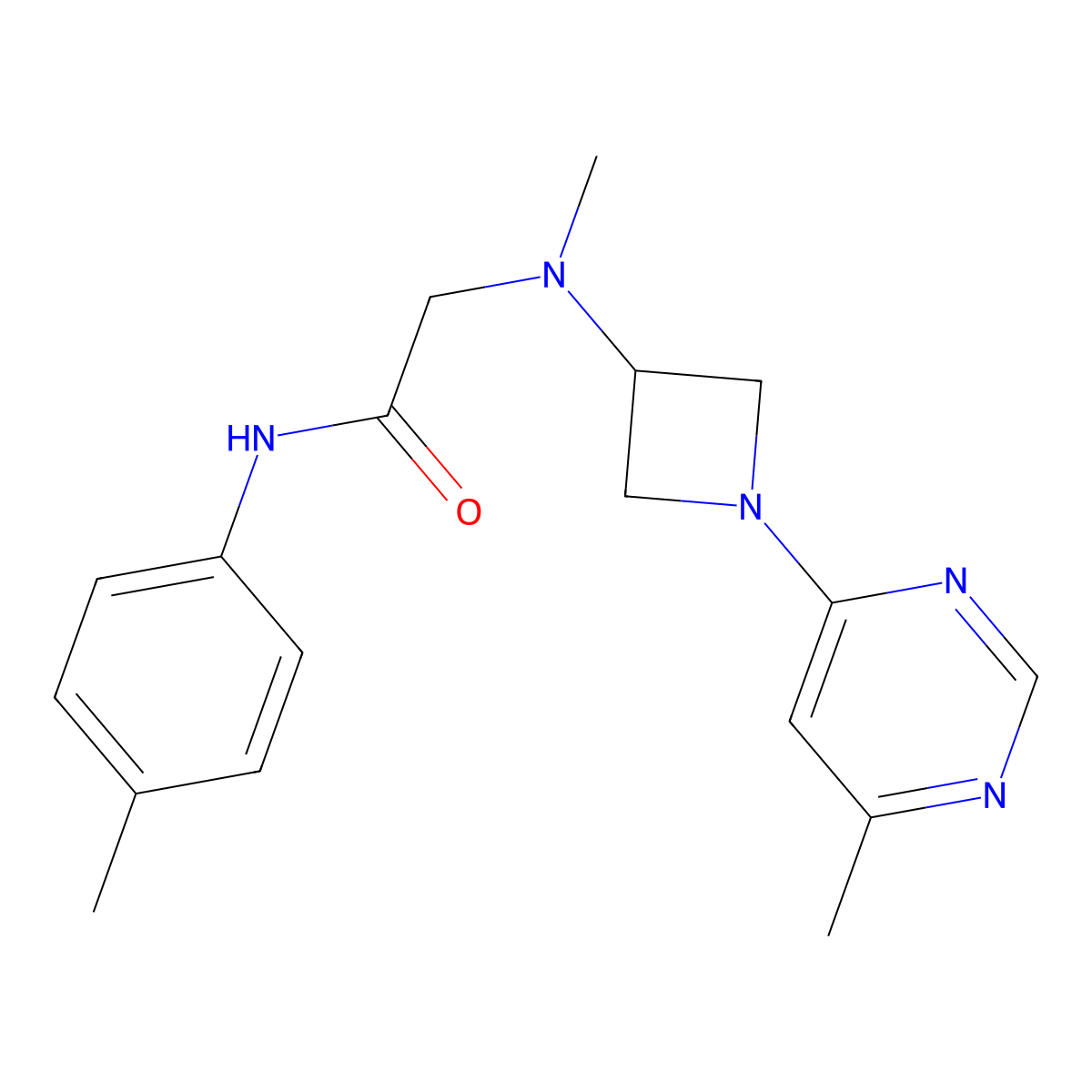 2-{methyl[1-(6-methylpyrimidin-4-yl)azetidin-3-yl]amino}-N-(4-methylphenyl)acetamide molecular structure, CAS 3054626-95-5