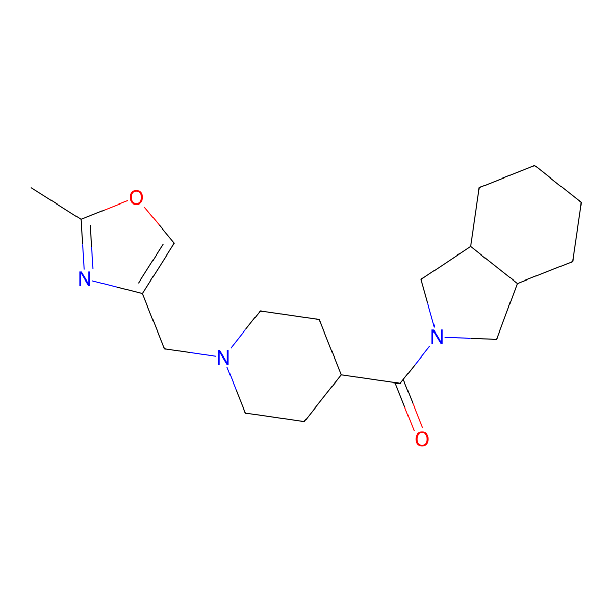 2-{1-[(2-methyl-1,3-oxazol-4-yl)methyl]piperidine-4-carbonyl}-octahydro-1H-isoindole molecular structure, CAS 3054626-96-6