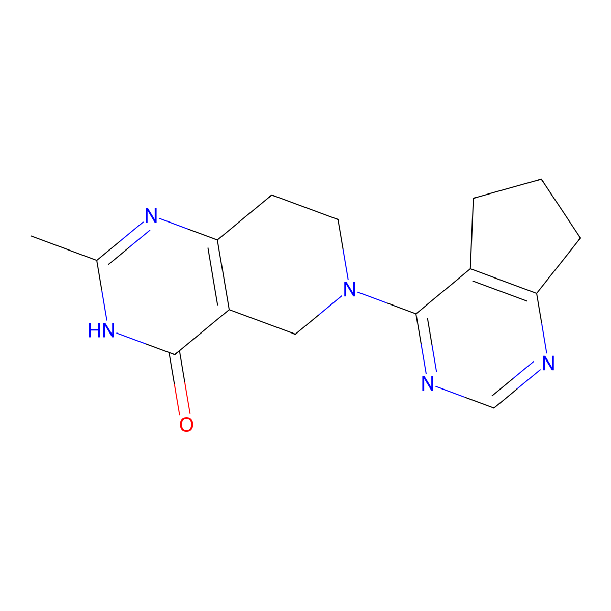 6-{5H,6H,7H-cyclopenta[d]pyrimidin-4-yl}-2-methyl-3H,4H,5H,6H,7H,8H-pyrido[4,3-d]pyrimidin-4-one molecular structure, CAS 3054626-98-8