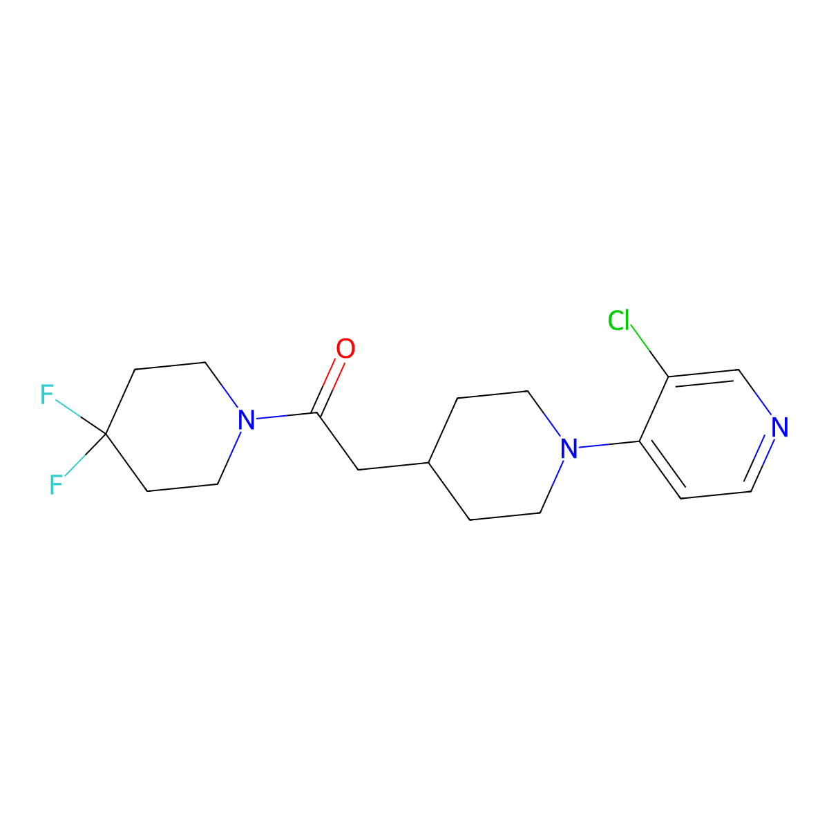 2-[1-(3-Chloropyridin-4-yl)piperidin-4-yl]-1-(4,4-difluoropiperidin-1-yl)ethan-1-one molecular structure, CAS 3054627-06-1